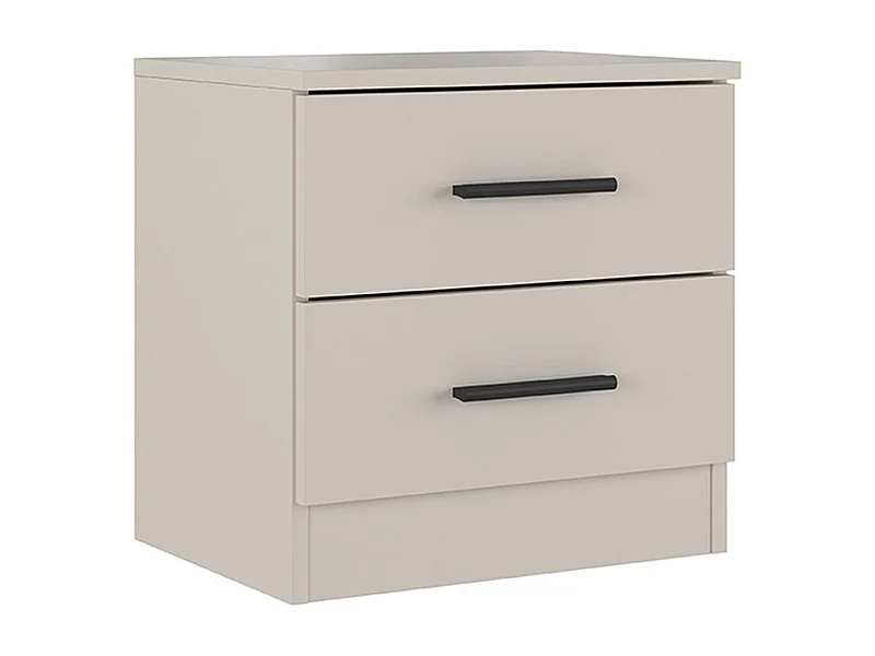 Table de nuit, table de chevet avec 2 tiroirs coloris beige - Longueur 39,60  x profondeur 33,50  x hauteur 43 cm