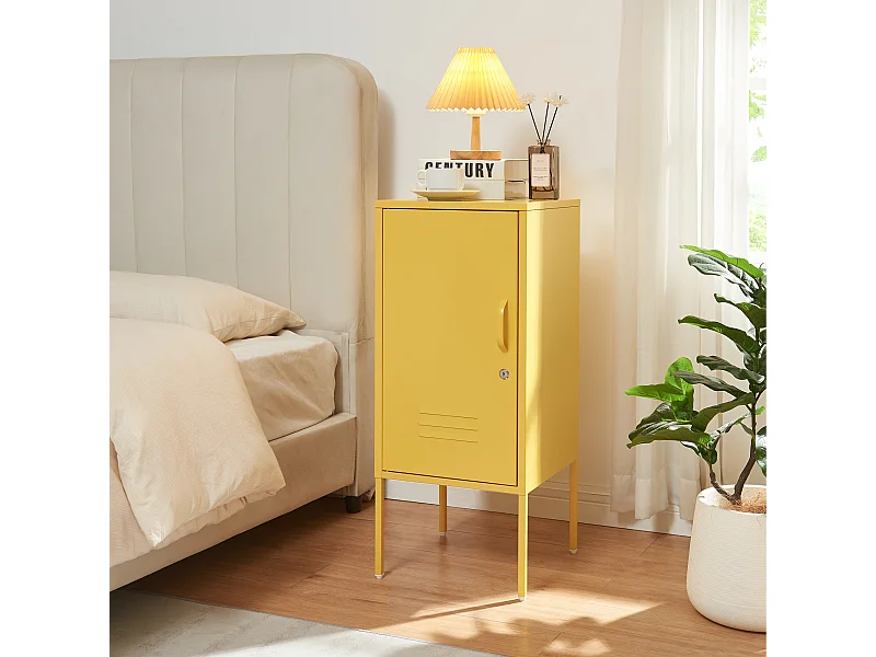 Table de chevet Hausjärvi acier 82 x 35 x 35 cm jaune [en.casa]