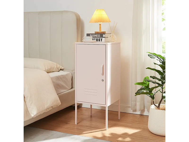 Table de chevet Hausjärvi acier 82 x 35 x 35 cm rose [en.casa]