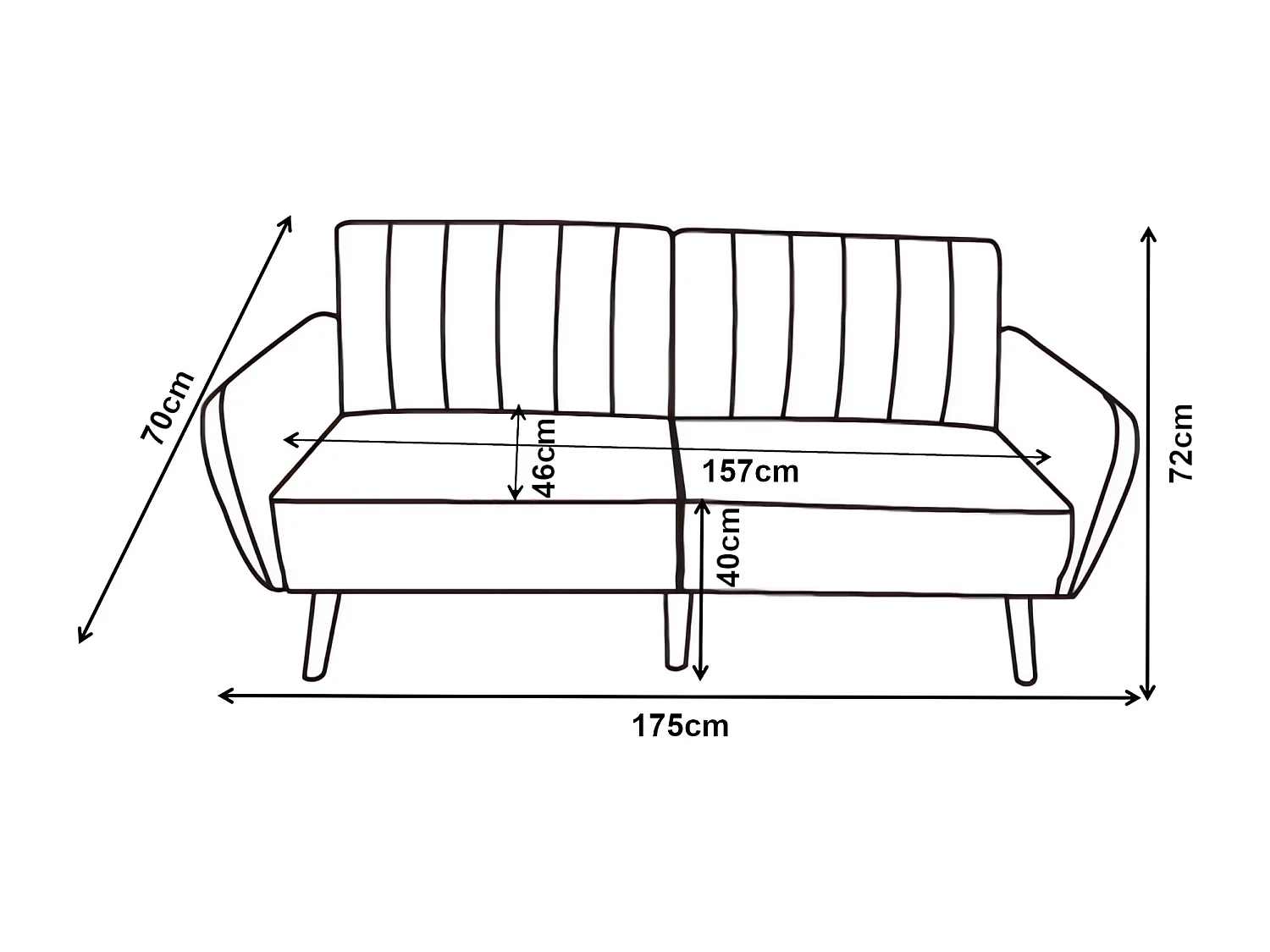 Canapé 2 places convertible Malå 175 x 70 x 72 cm gris [en.casa]