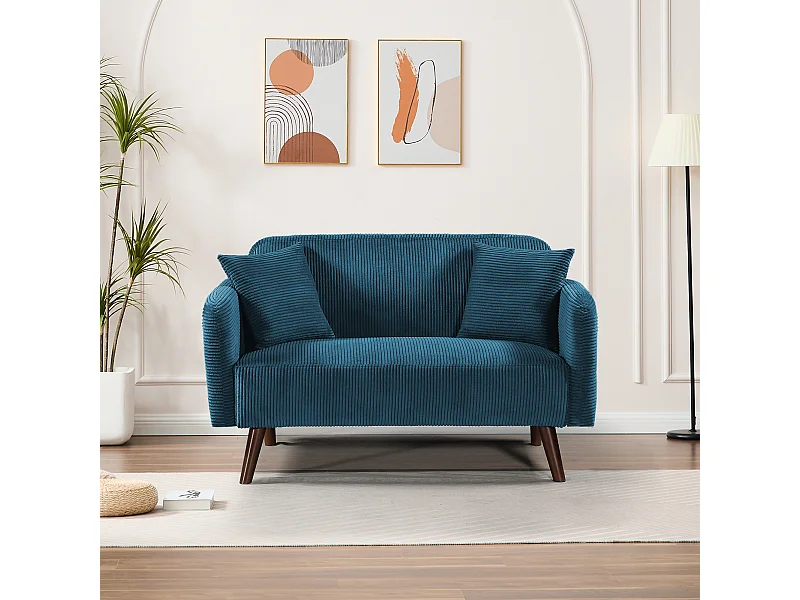 Canapé 2 places Midt 132 x 70 x 80,5 cm bleu [en.casa]