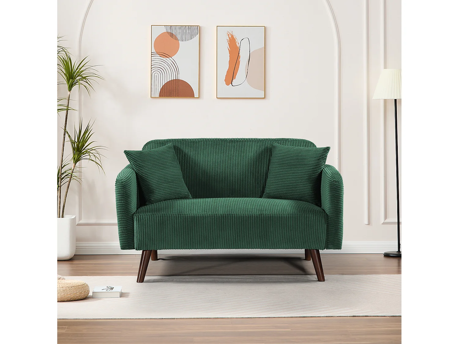 Canapé 2 places Midt 132 x 70 x 80,5 cm vert [en.casa]