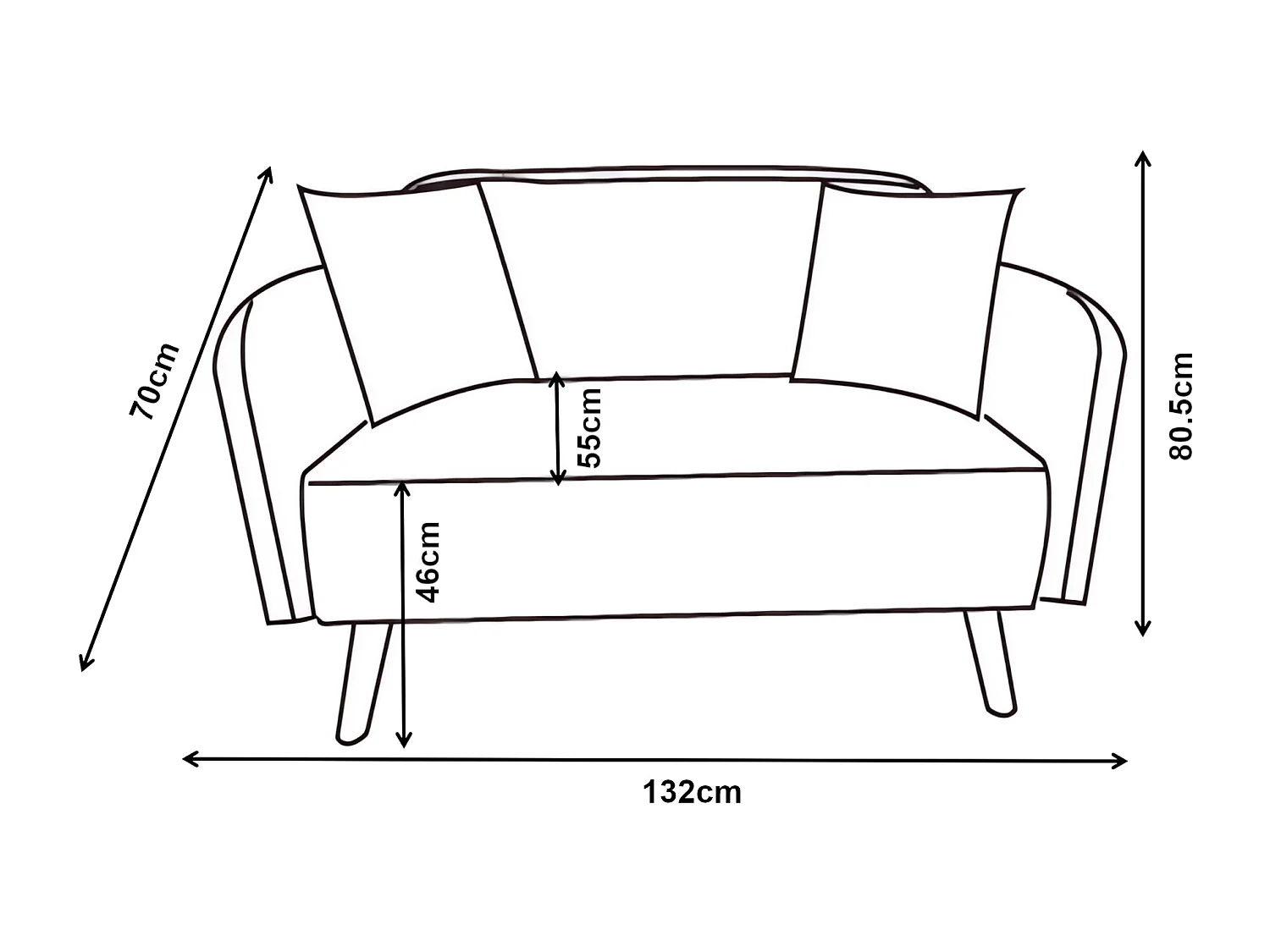 Canapé 2 places Midt 132 x 70 x 80,5 cm vert [en.casa]
