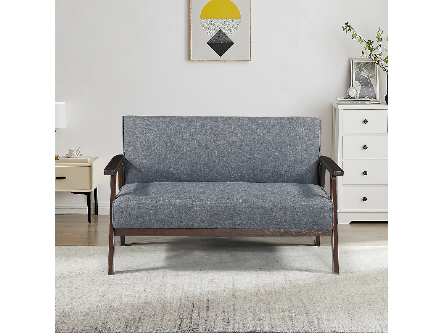 Canapé 2 places Kinda 121 x 69 x 75 cm gris [en.casa]