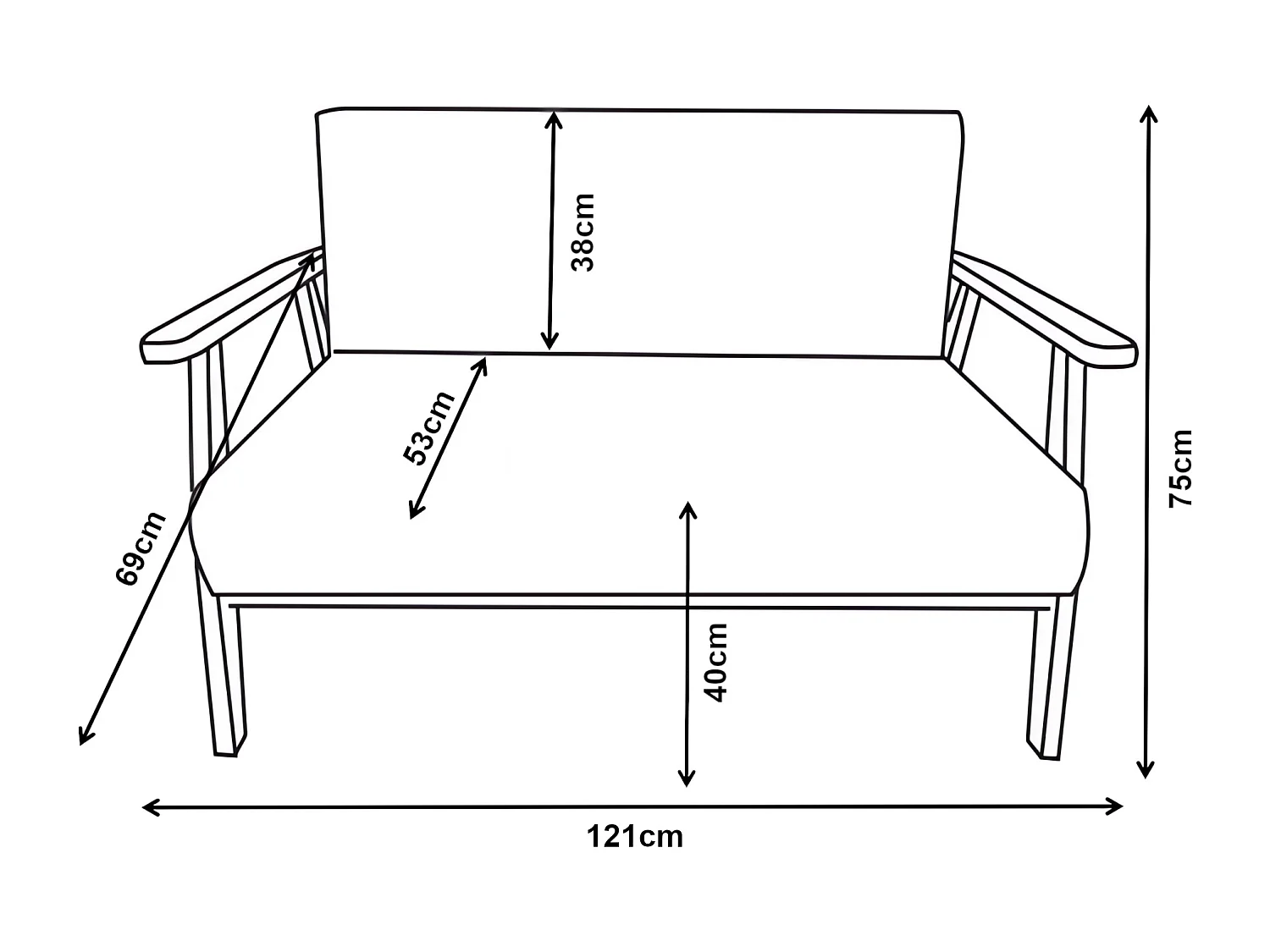 Canapé 2 places Kinda 121 x 69 x 75 cm gris [en.casa]