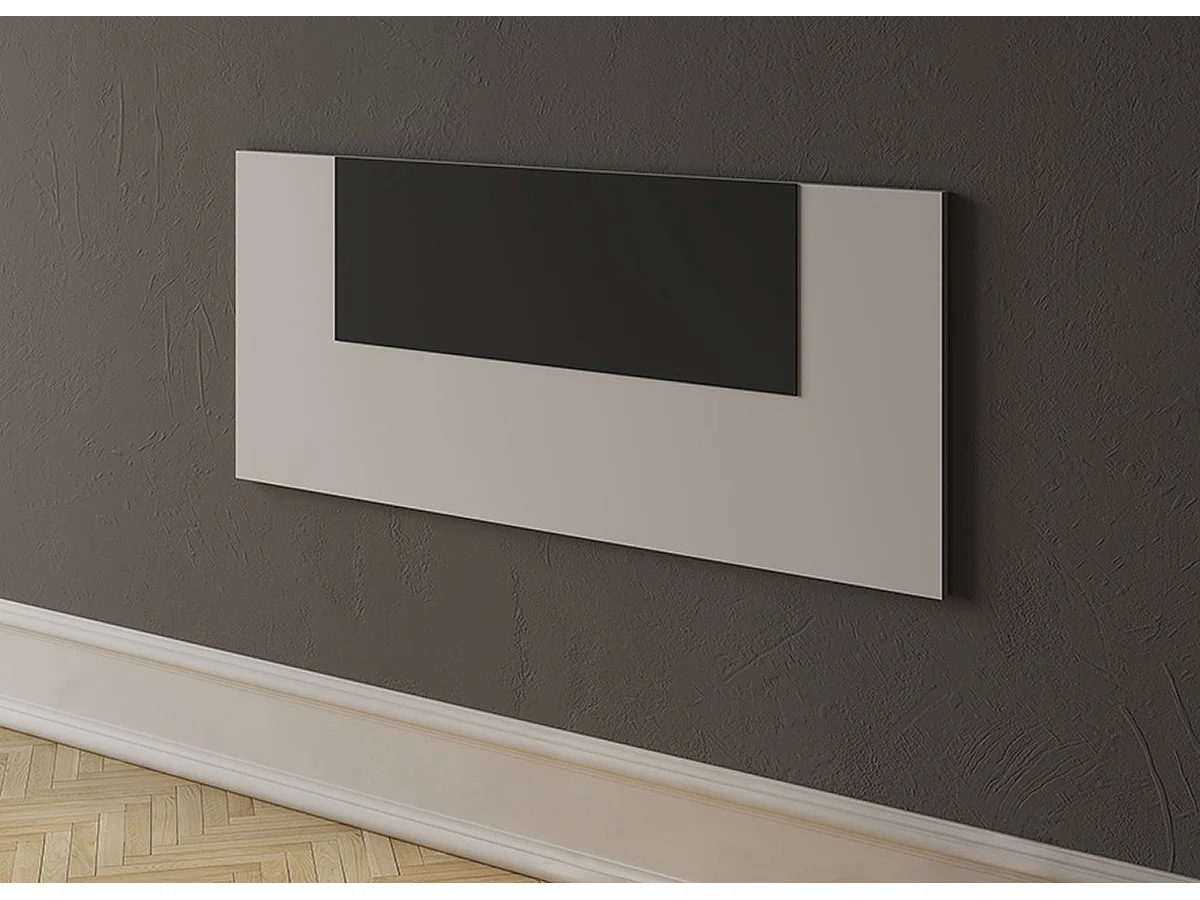 Tête de lit double coloris beige, noir - Longueur 110 x profondeur 1,6 x hauteur 45 cm