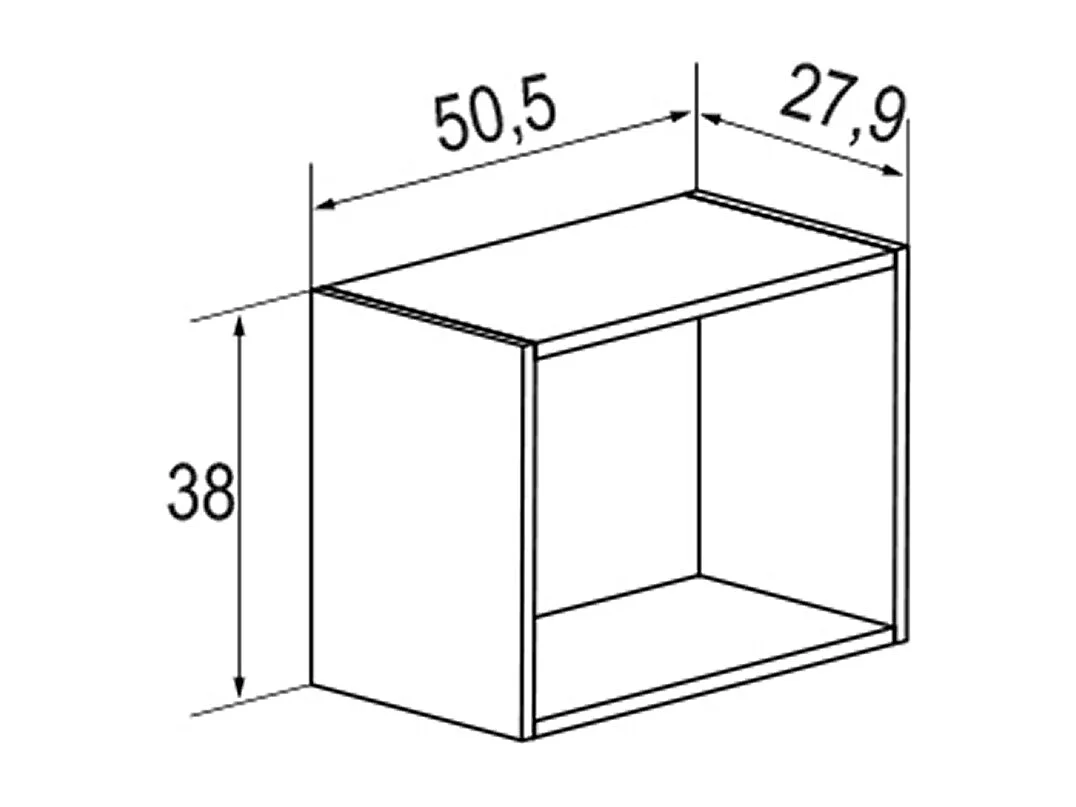 Etagère cube murale, meuble étagère coloris beige  - Longueur 50,50 x profondeur 27,90 x hauteur 38 cm