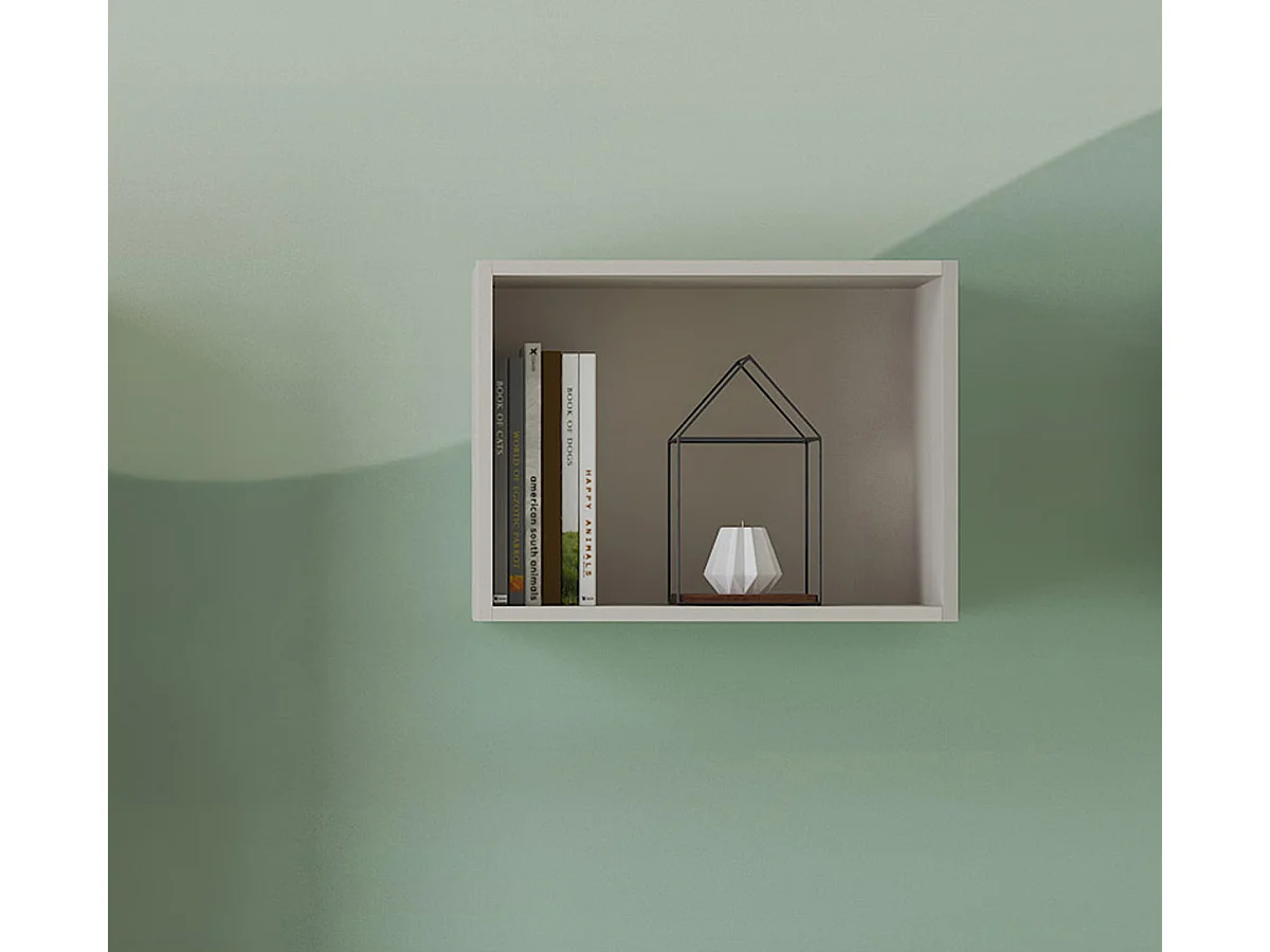 Etagère cube murale, meuble étagère coloris beige  - Longueur 50,50 x profondeur 27,90 x hauteur 38 cm