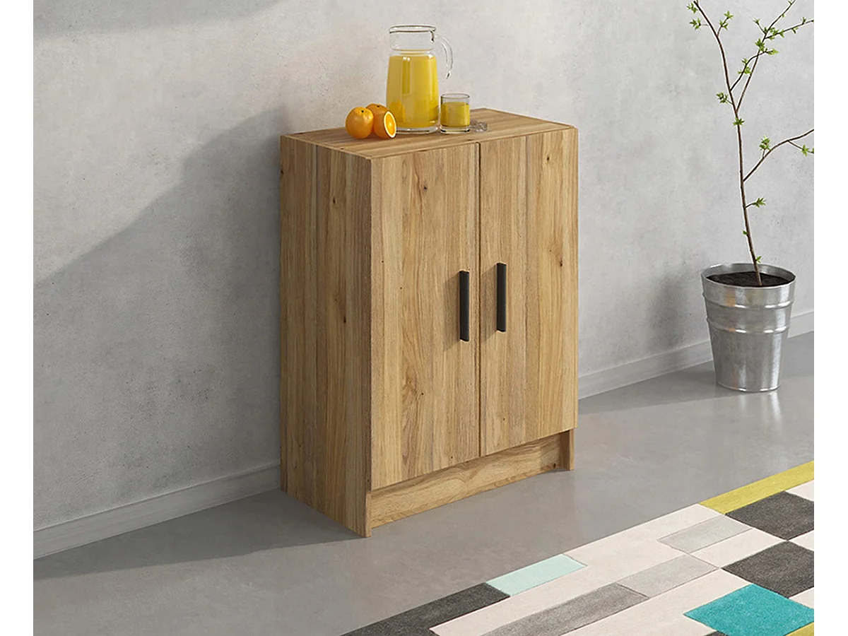 Meuble bas de cuisine avec 2 portes coloris chêne Mauvella - Longueur 60 x profondeur 34 x hauteur 80 cm