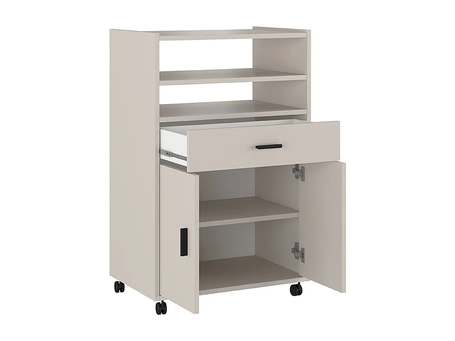 Meuble bas de cuisine avec 2 portes et 1 tiroir coloris beige - Longueur 59 x profondeur 39,60 x hauteur 92 cm