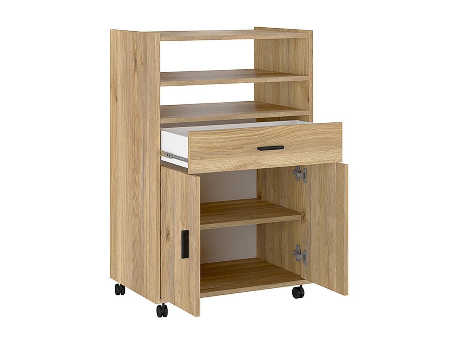 Meuble bas de cuisine avec 2 portes et 1 tiroir coloris chêne Mauvella  - Longueur 59 x profondeur 39,60 x hauteur 92 cm