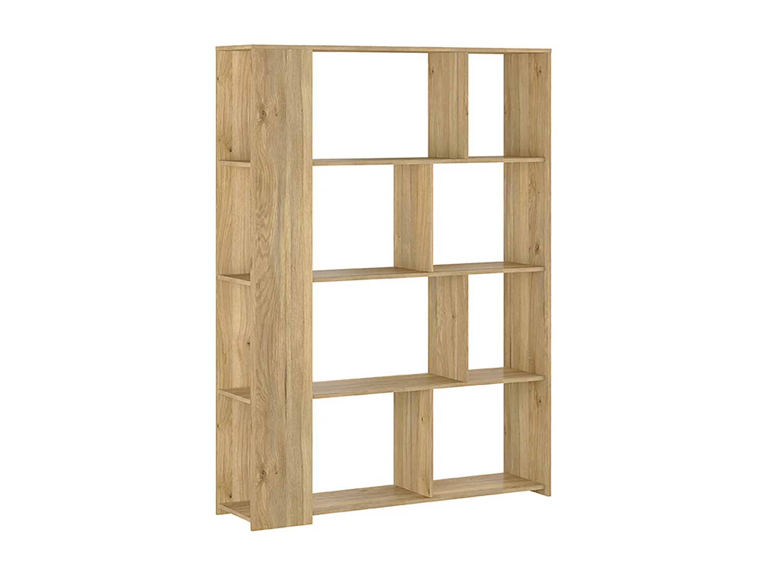 Etagère, meuble étagère coloris chêne Mauvella - Longueur 129 x profondeur 32,8 x hauteur  175,6 cm