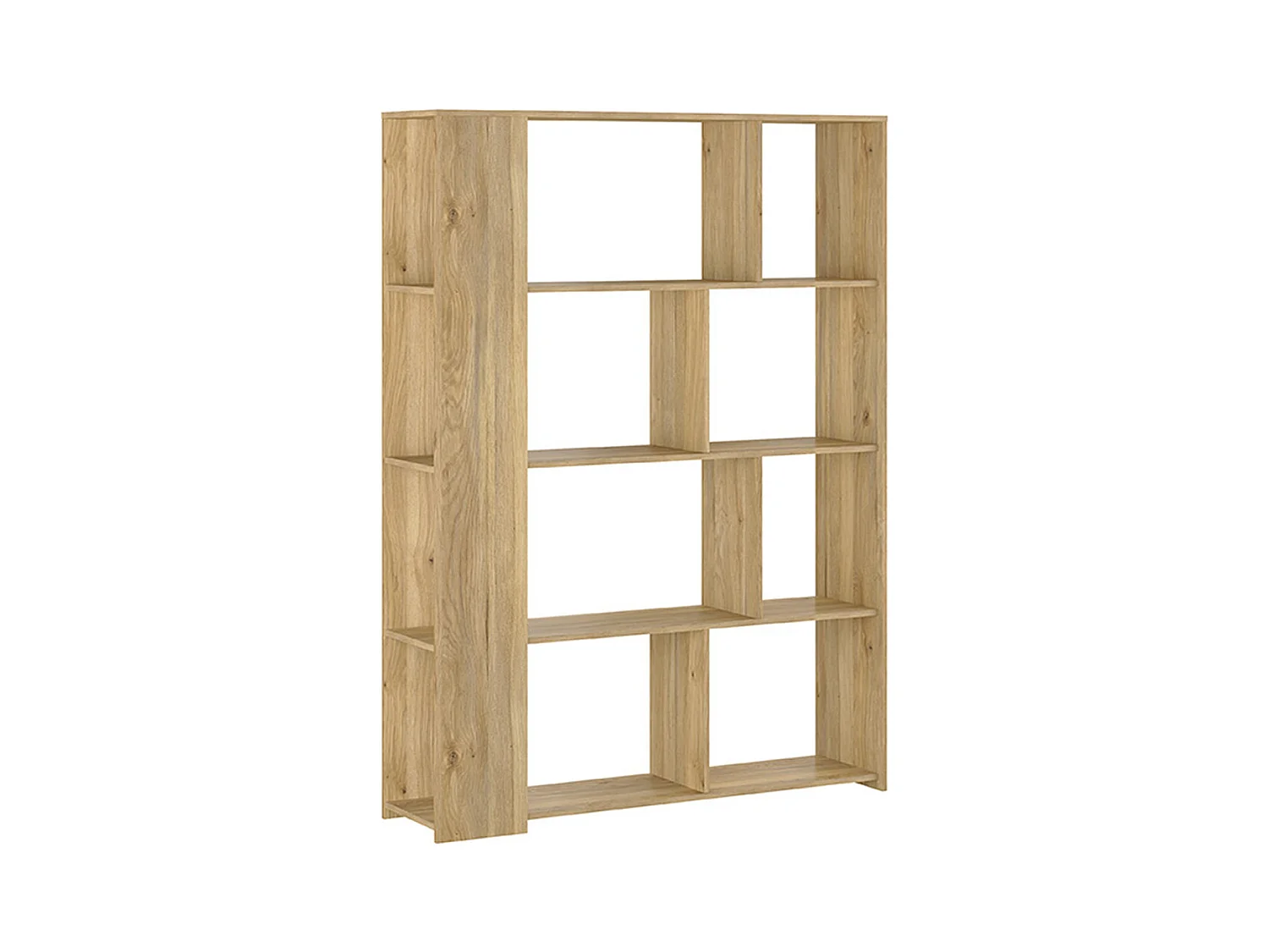 Etagère, meuble étagère coloris chêne Mauvella - Longueur 129 x profondeur 32,8 x hauteur  175,6 cm