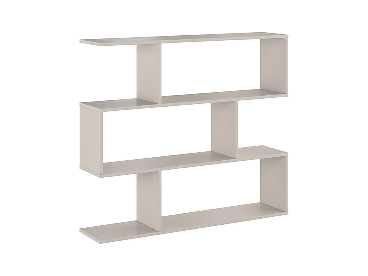 Etagère asymétrique basse, meuble étagère basse coloris beige - Longueur 110 x profondeur 24,60 x hauteur 96,3 cm