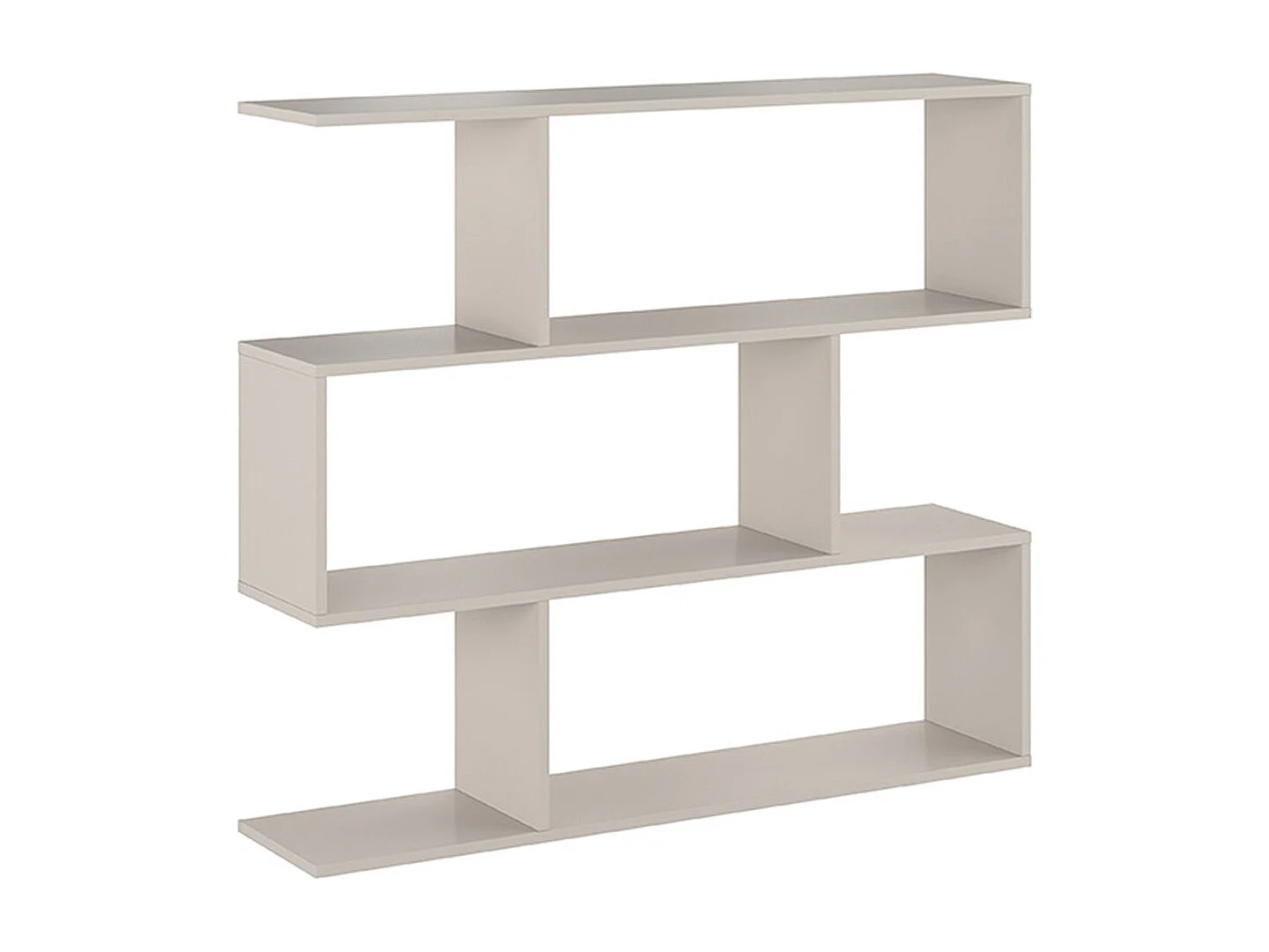 Etagère asymétrique basse, meuble étagère basse coloris beige - Longueur 110 x profondeur 24,60 x hauteur 96,3 cm