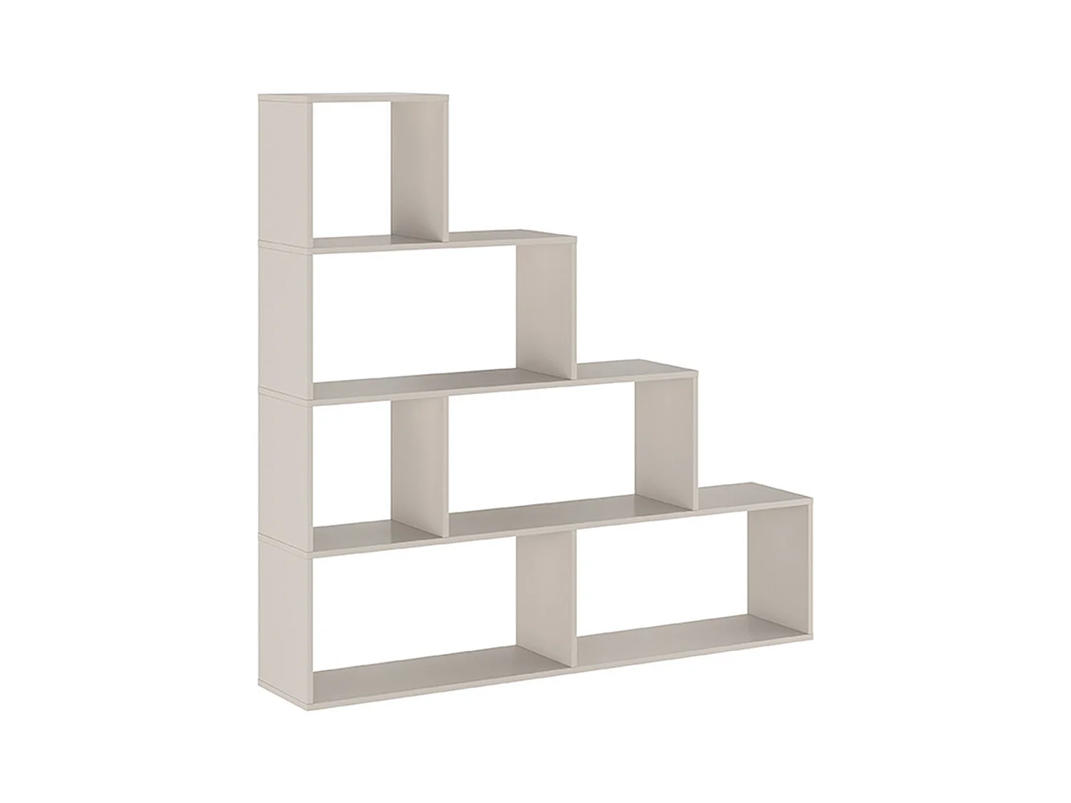 Etagère escalier, meuble étagère avec 6 compartiments coloris beige - Longueur 144,9 x profondeur 27,90 x hauteur 143,30 cm