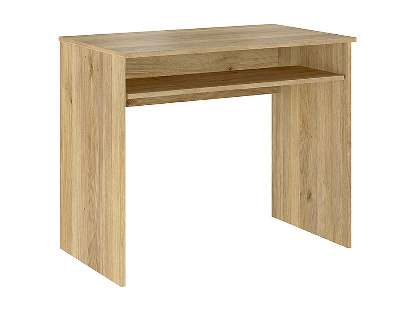 Table de bureau, meuble de bureau avec étagère coloris chêne Mauvella  - Longueur 90 x profondeur 54 x hauteur 75 cm