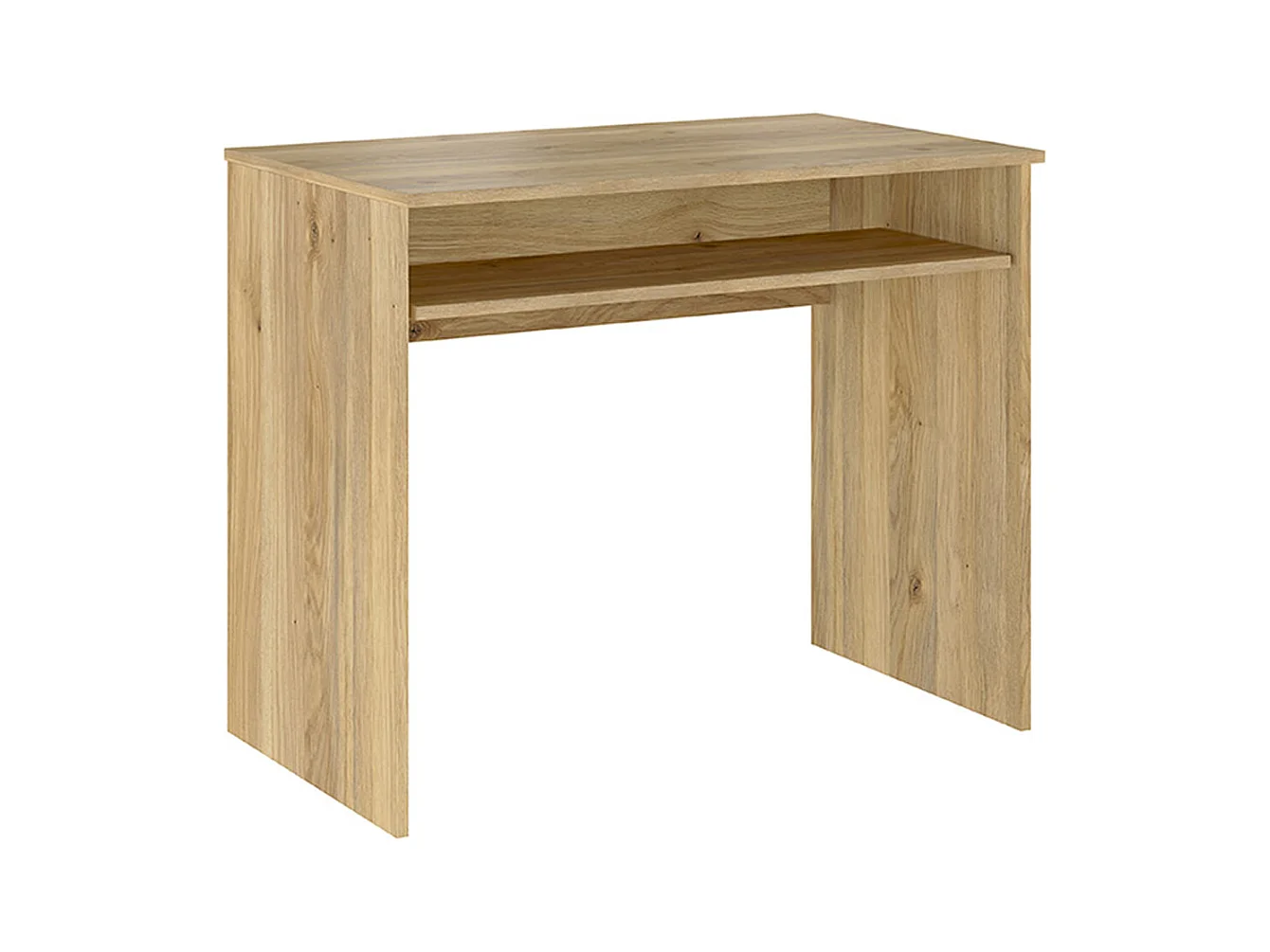 Table de bureau, meuble de bureau avec étagère coloris chêne Mauvella  - Longueur 90 x profondeur 54 x hauteur 75 cm