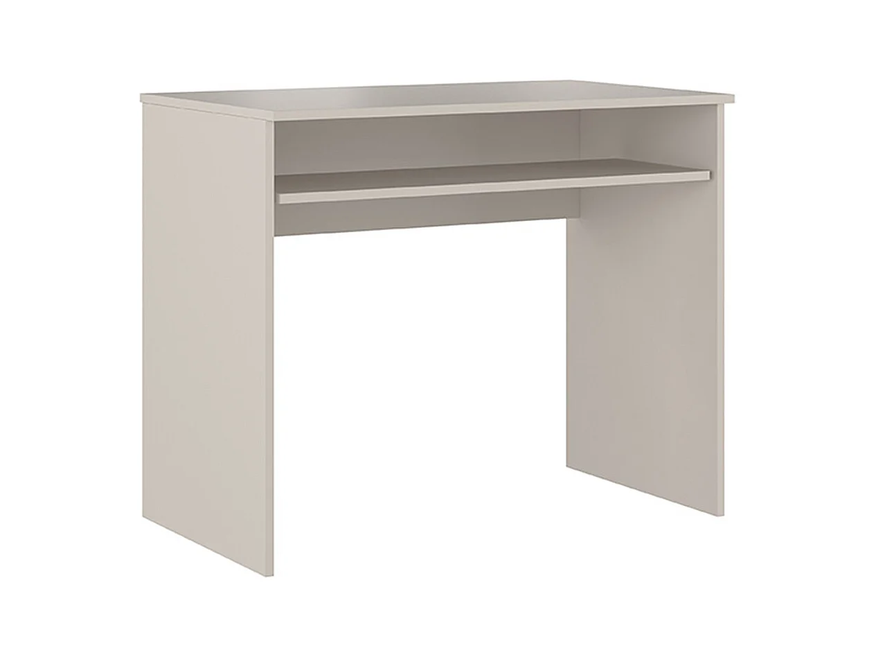 Table de bureau, meuble de bureau avec étagère coloris beige - Longueur 90 x profondeur 54 x hauteur 75 cm