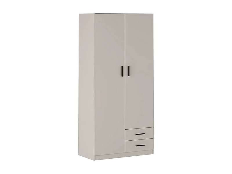 Armoire, meuble de rangement avec 2 portes et 2 tiroirs coloris beige - Longueur 100  x profondeur 51,60  x hauteur 208,6 cm