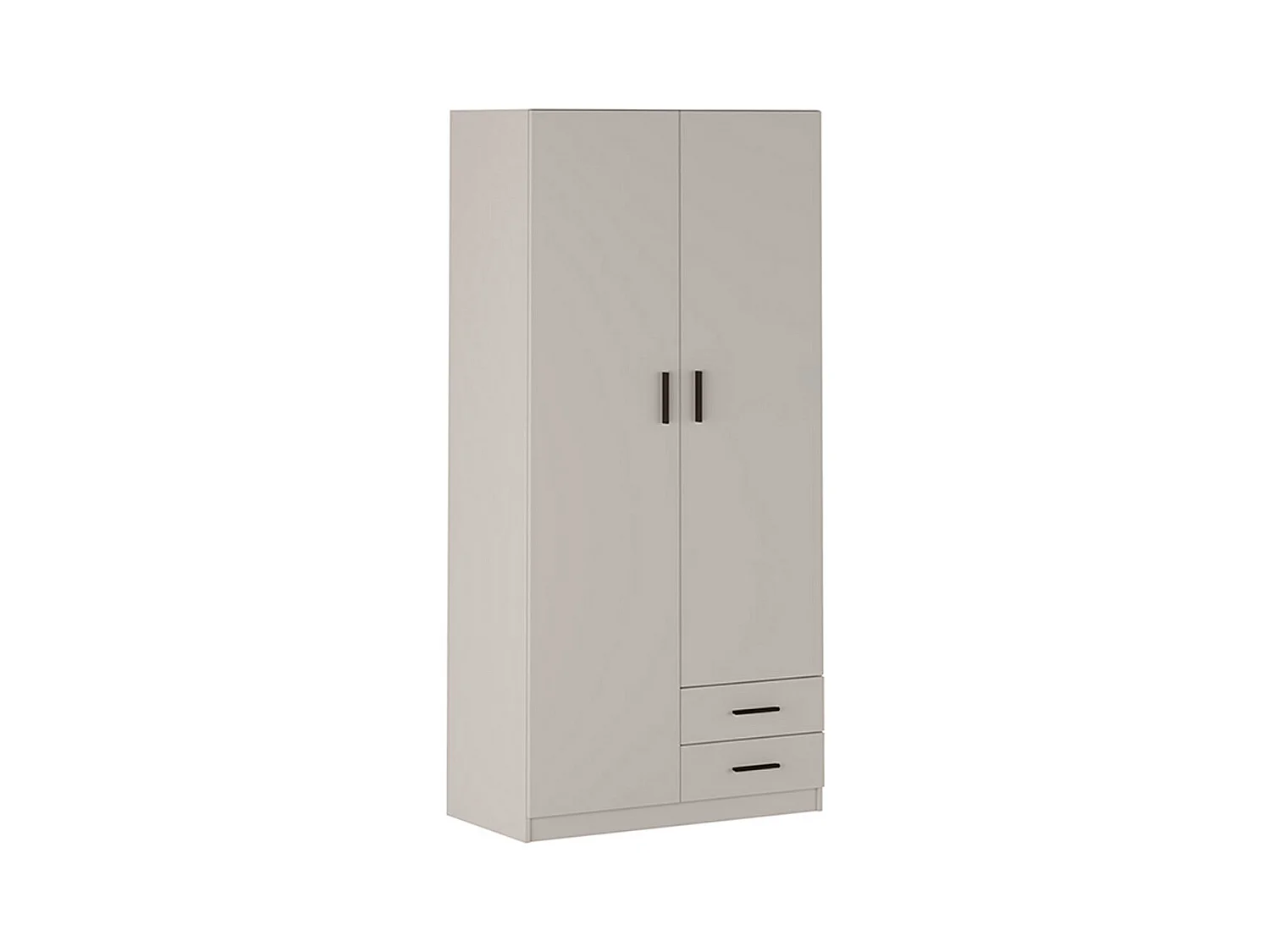 Armoire, meuble de rangement avec 2 portes et 2 tiroirs coloris beige - Longueur 100  x profondeur 51,60  x hauteur 208,6 cm