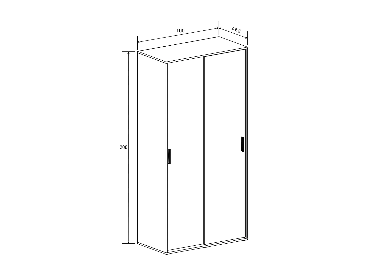 Armoire, meuble de rangement avec 2 portes coulissantes coloris beige - longueur 100  x profondeur 49,80 x hauteur 200 cm