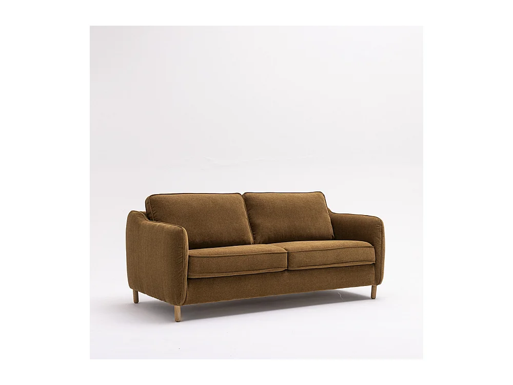 Vornay - Canapé convertible express 3 places en tissu pieds bois foncé - Bronze