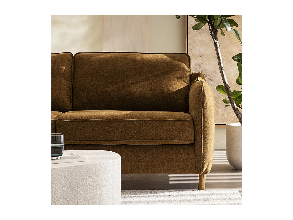 Vornay - Canapé convertible express 3 places en tissu pieds bois foncé - Bronze