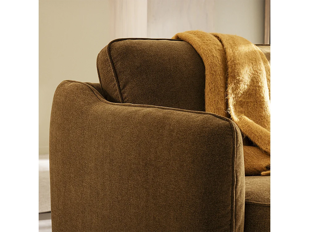 Vornay - Canapé convertible express 3 places en tissu pieds bois foncé - Bronze