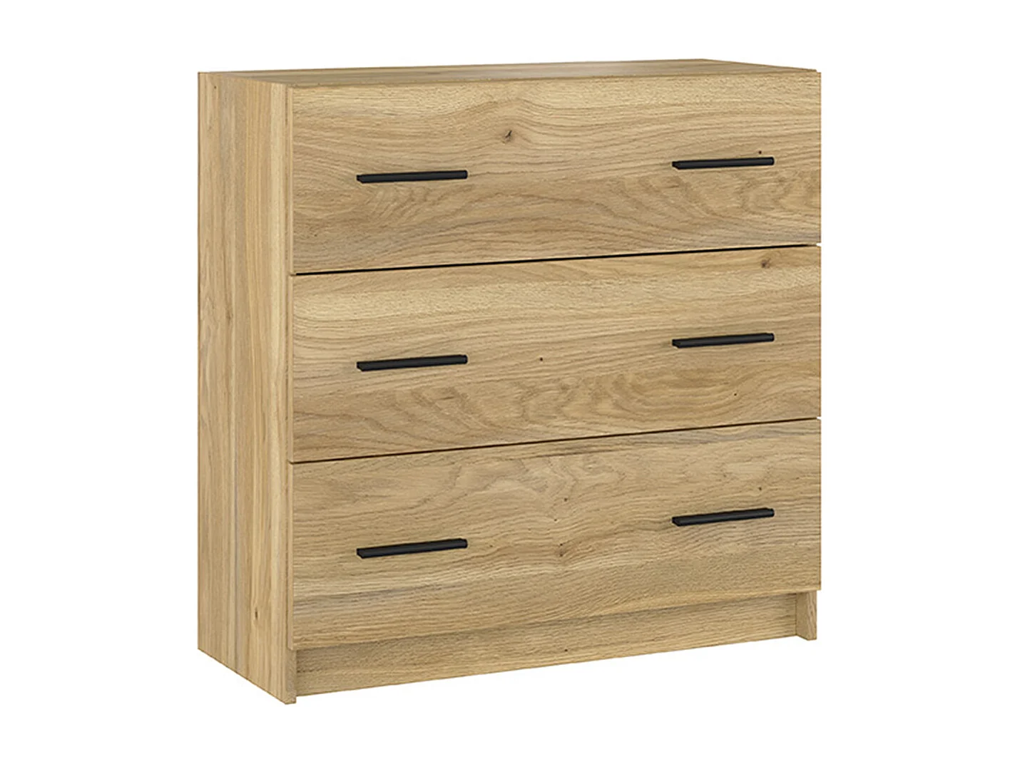 Commode, meuble de rangement avec 3 tiroirs coloris chêne Mauvella - Longueur 80 x profondeur 34,40 x hauteur 81 cm