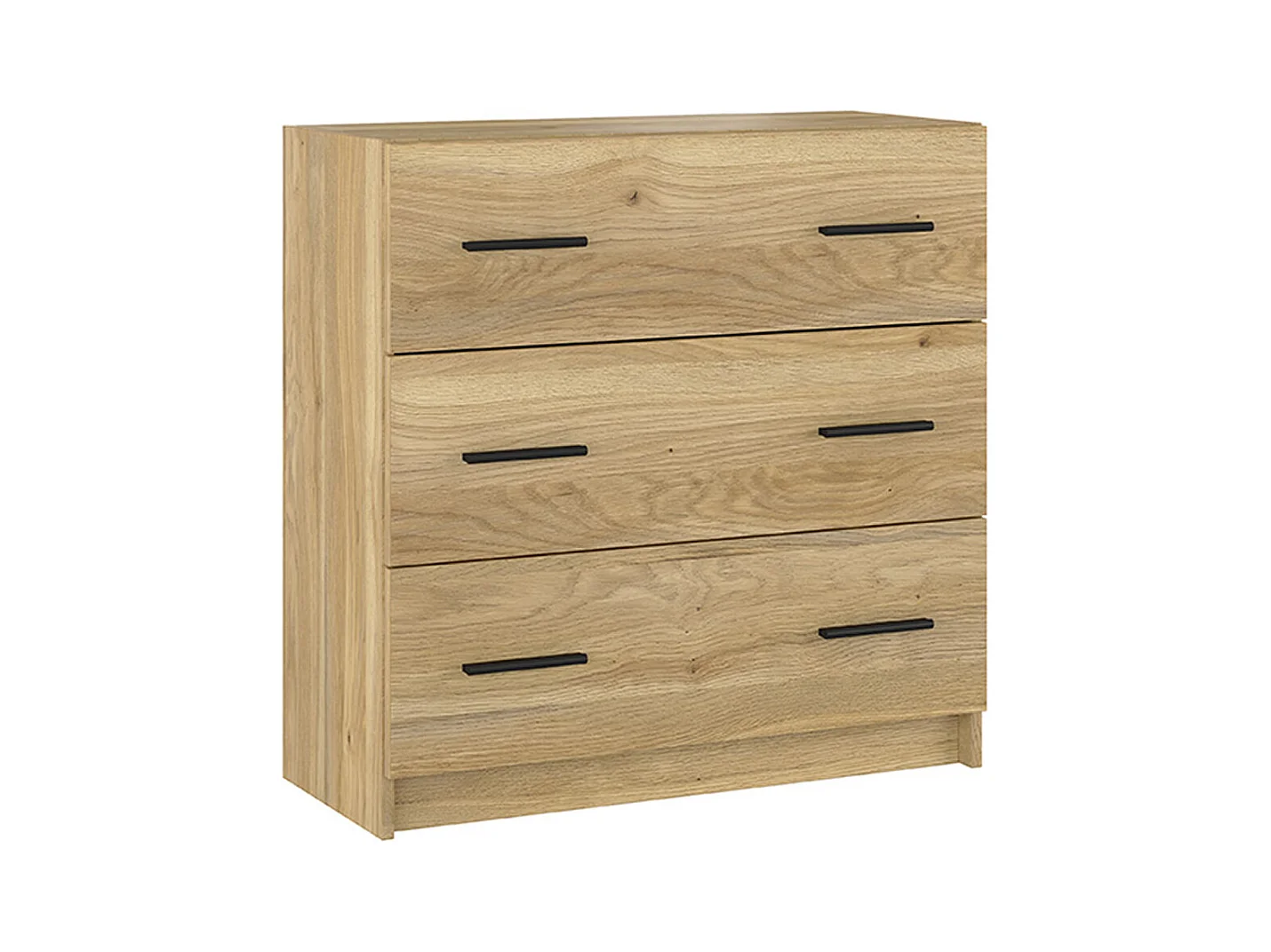 Commode, meuble de rangement avec 3 tiroirs coloris chêne Mauvella - Longueur 80 x profondeur 34,40 x hauteur 81 cm