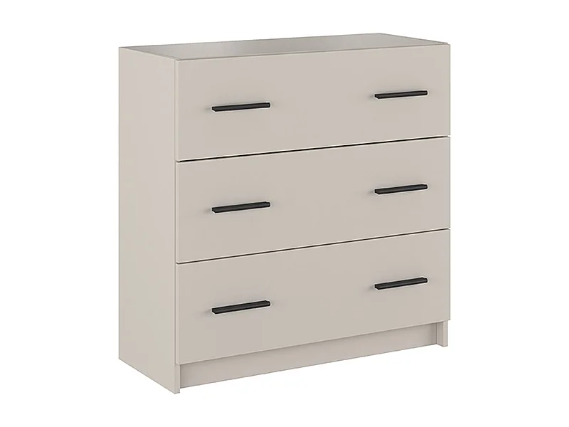 Commode, meuble de rangement avec 3 tiroirs coloris beige - Longueur 80 x profondeur 34,40 x hauteur 81 cm