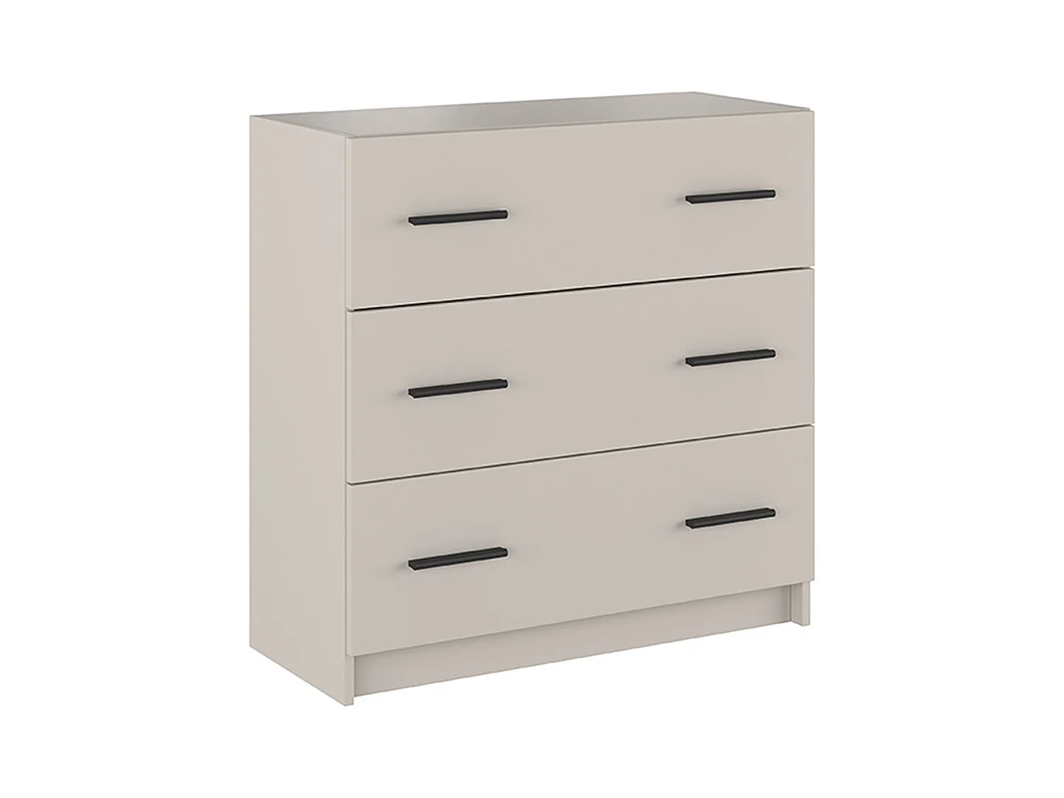 Commode, meuble de rangement avec 3 tiroirs coloris beige - Longueur 80 x profondeur 34,40 x hauteur 81 cm