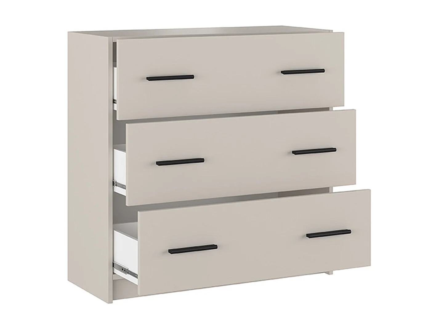 Commode, meuble de rangement avec 3 tiroirs coloris beige - Longueur 80 x profondeur 34,40 x hauteur 81 cm