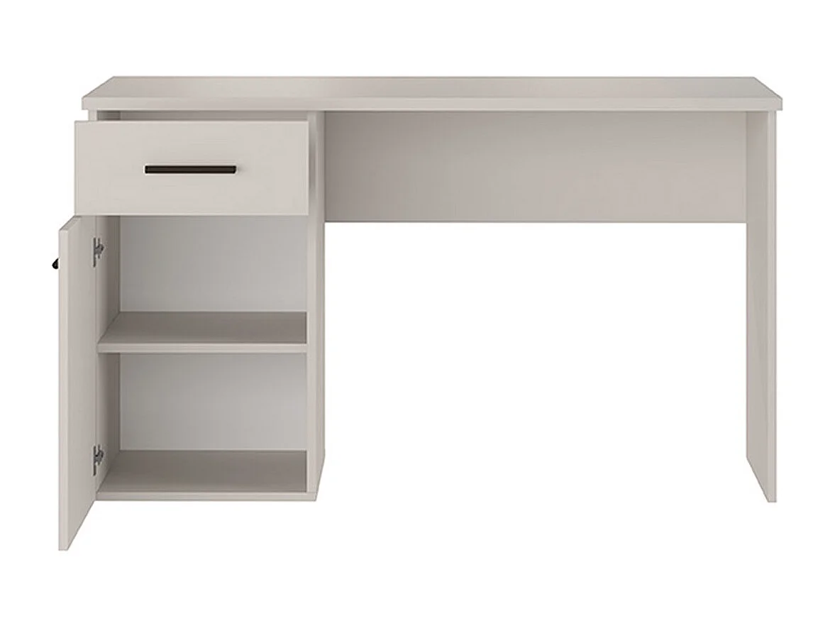 Table de bureau, meuble de bureau avec 1 tiroir et 1 porte coloris beige - Longueur 120 x profondeur 49,80 x hauteur 72 cm