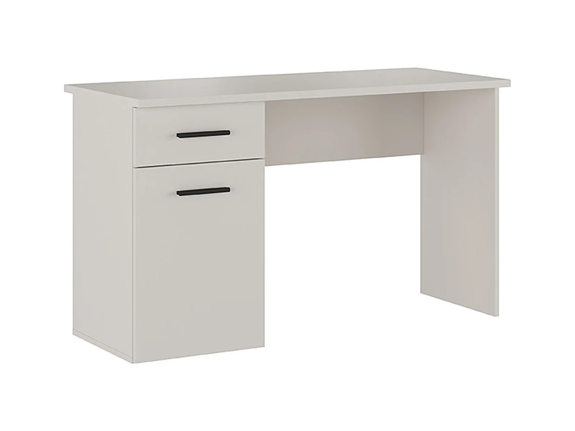 Table de bureau, meuble de bureau avec 1 tiroir et 1 porte coloris beige - Longueur 120 x profondeur 49,80 x hauteur 72 cm