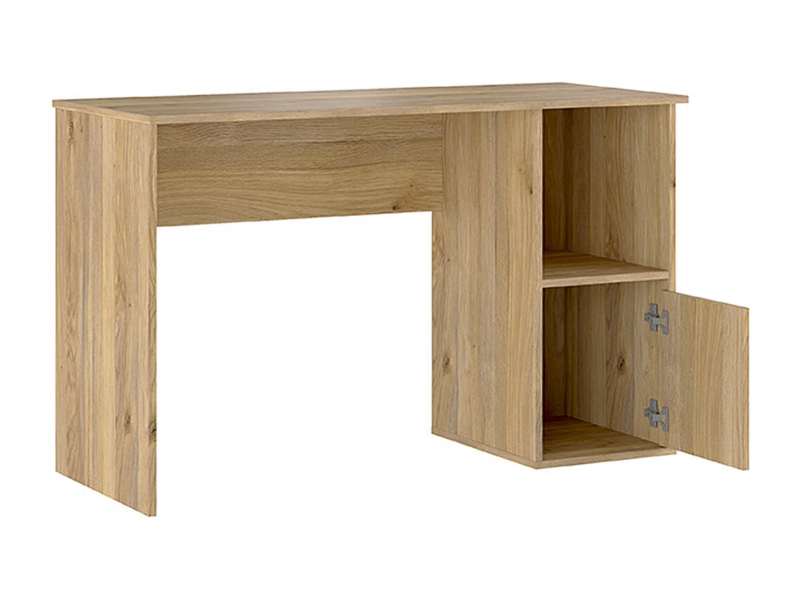 Table de bureau, meuble de bureau avec 1 porte coloris chêne Mauvella  - Longueur 120 x profondeur 50 x hauteur 75 cm