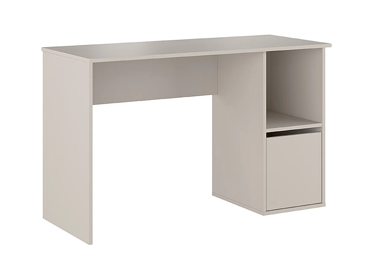 Table de bureau, meuble de bureau avec 1 porte coloris beige - Longueur 120 x profondeur 50 x hauteur 75 cm