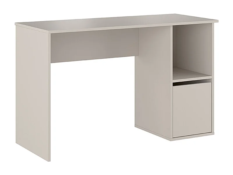 Table de bureau, meuble de bureau avec 1 porte coloris beige - Longueur 120 x profondeur 50 x hauteur 75 cm