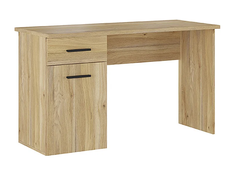 Table de bureau, meuble de bureau avec 1 tiroir et 1 porte coloris chêne Mauvella - Longueur 120 x profondeur 49,80 x hauteur 72 cm