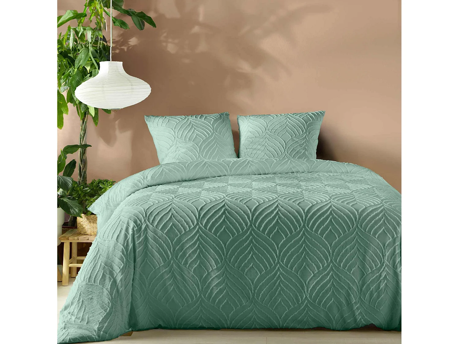 Parure de Lit 3 Pièces "Heltie" 260x240cm Sauge