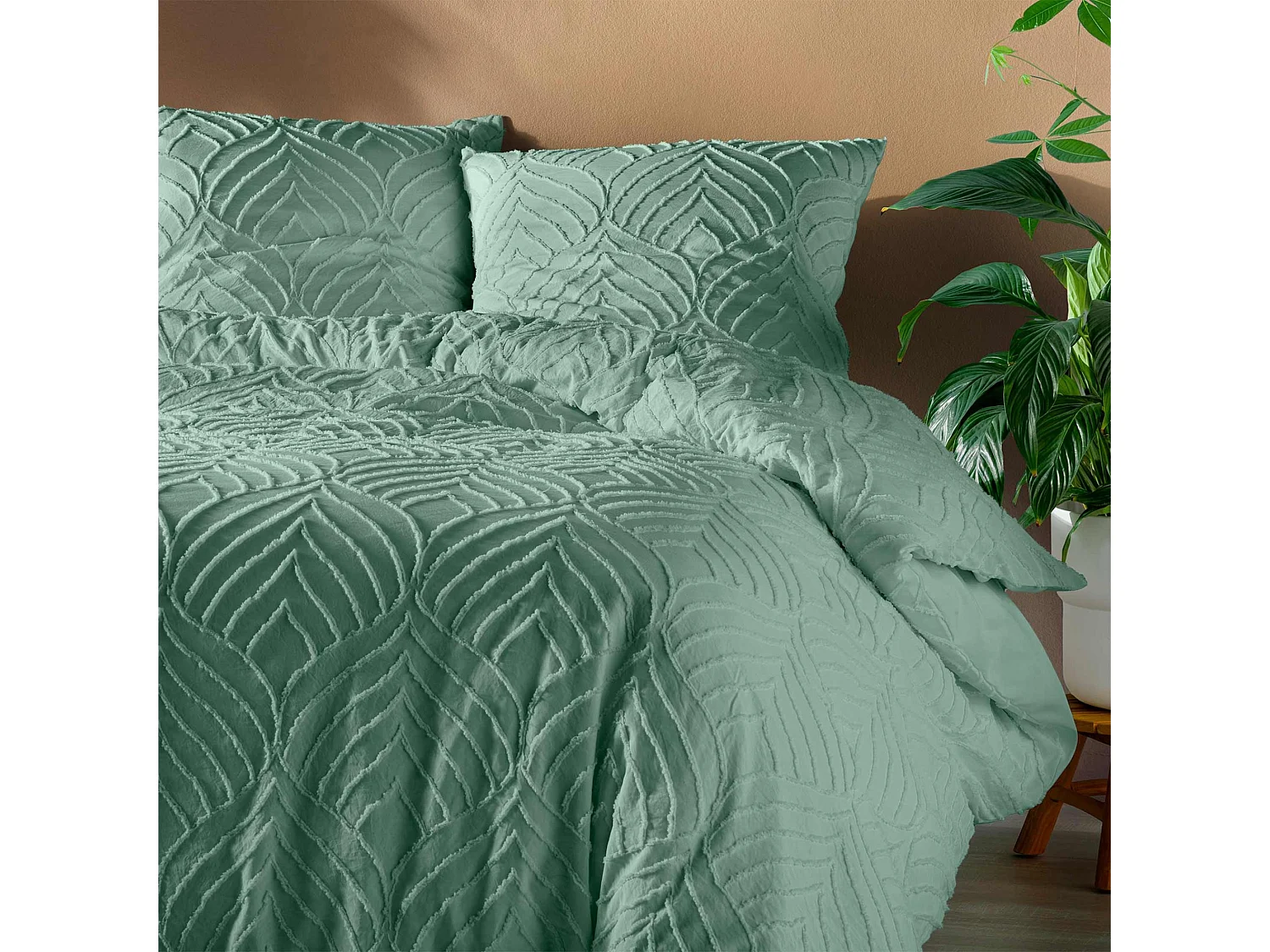 Parure de Lit 3 Pièces "Heltie" 260x240cm Sauge