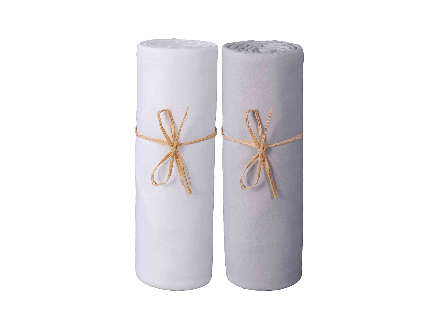 Lot de 2 draps housses bébé jersey bio blanc et gris perle 70x140