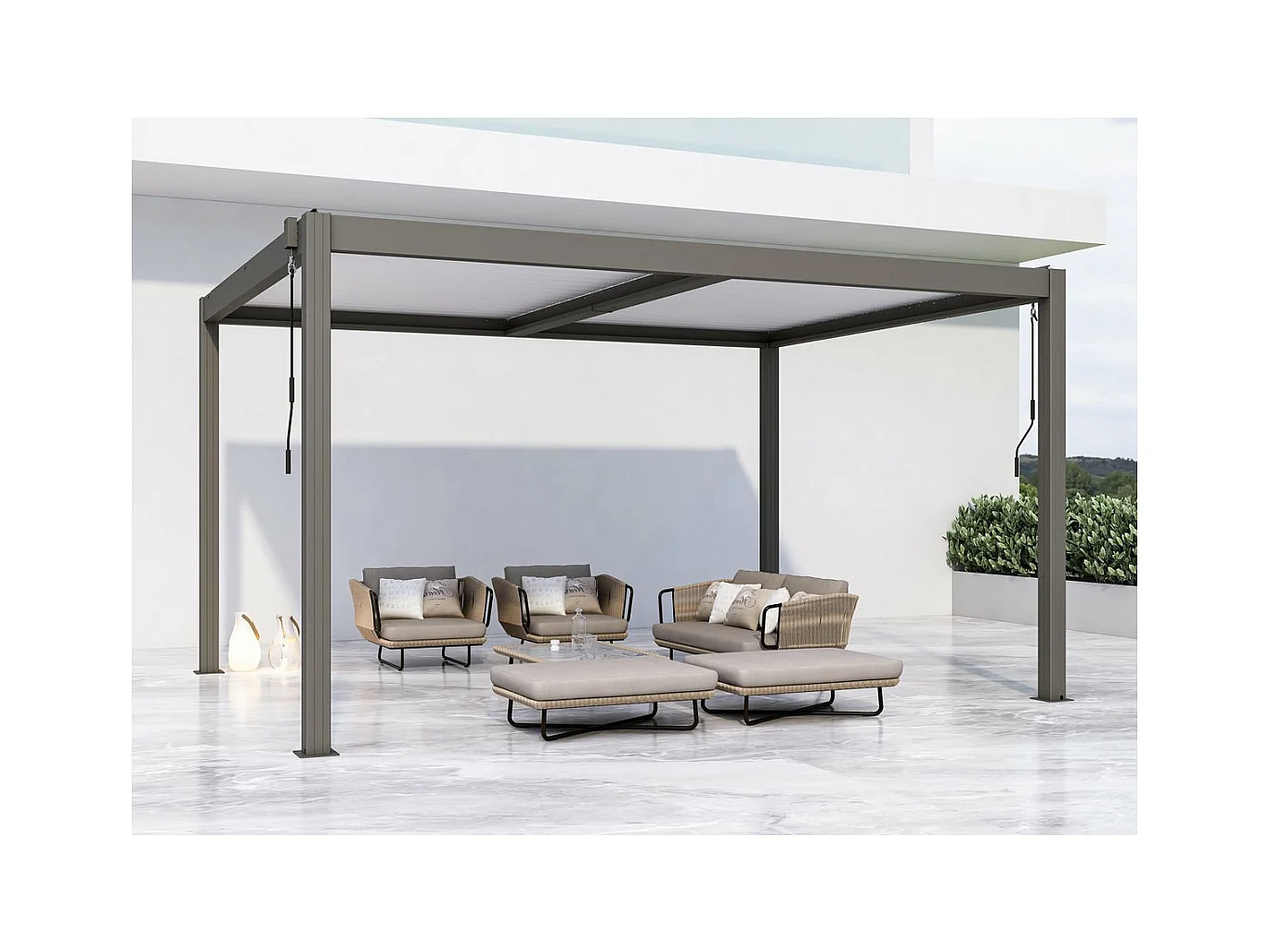 Pérgola bioclimática "Windsor" 3 x 4 m - Taupe com 25 lâminas orientáveis