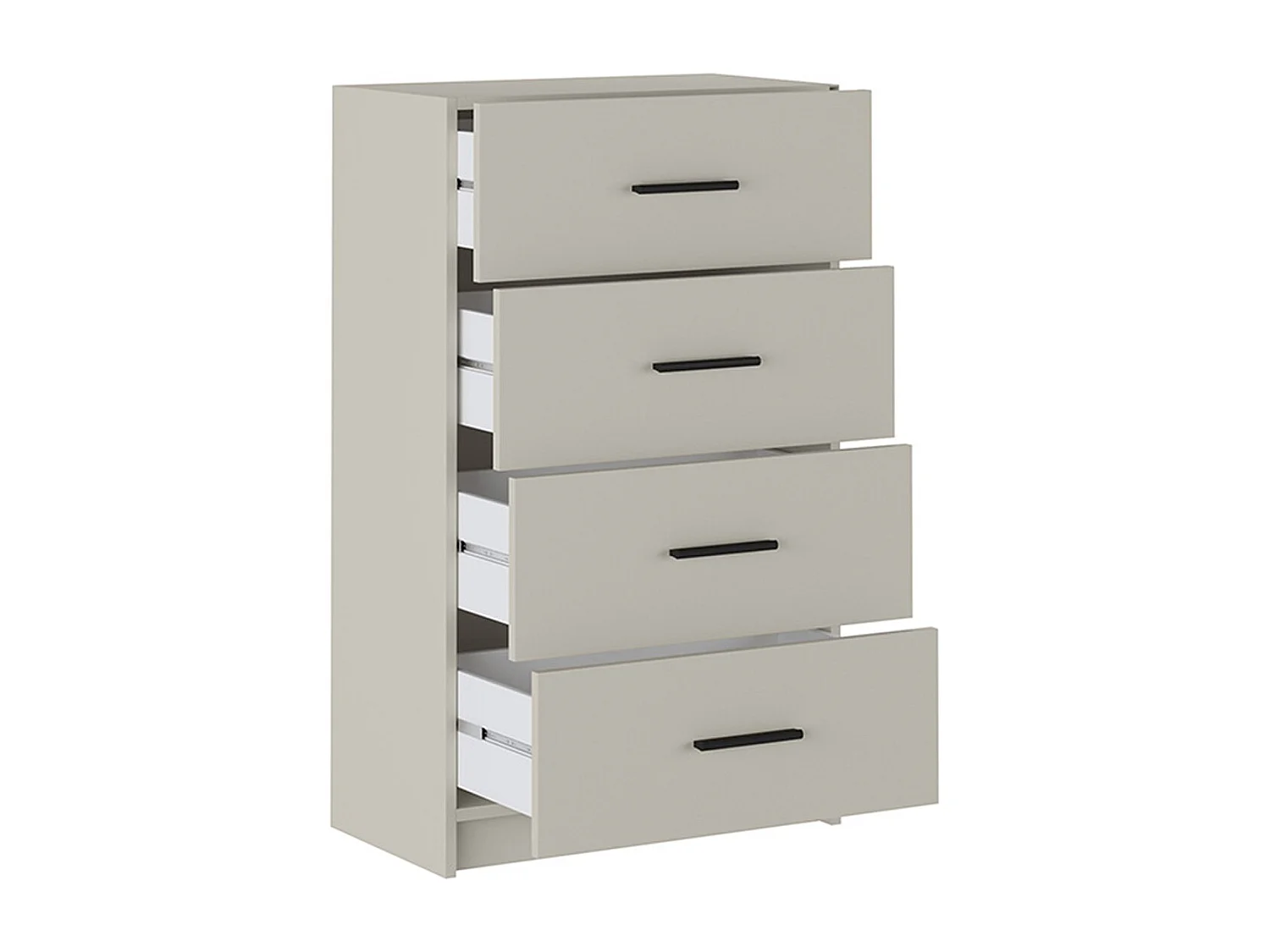 Chiffonnier, meuble de rangement avec 4 tiroirs coloris beige - Longueur 60 x profondeur 34,40 x hauteur 100 cm