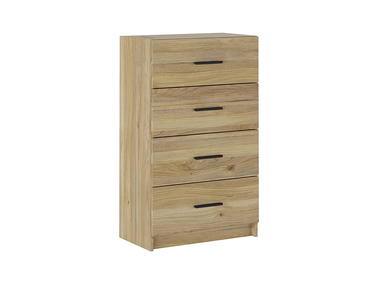 Chiffonnier, meuble de rangement avec 4 tiroirs coloris chêne Mauvella  - Longueur 60 x profondeur 34,40 x hauteur 100 cm