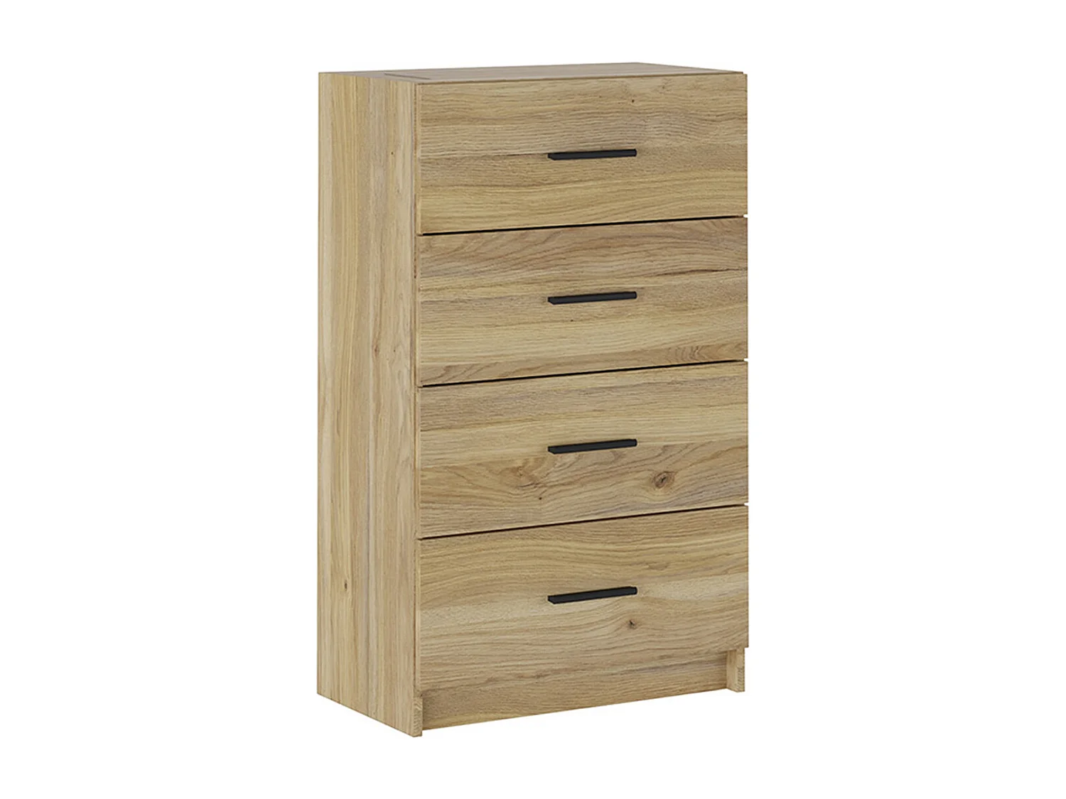 Chiffonnier, meuble de rangement avec 4 tiroirs coloris chêne Mauvella  - Longueur 60 x profondeur 34,40 x hauteur 100 cm