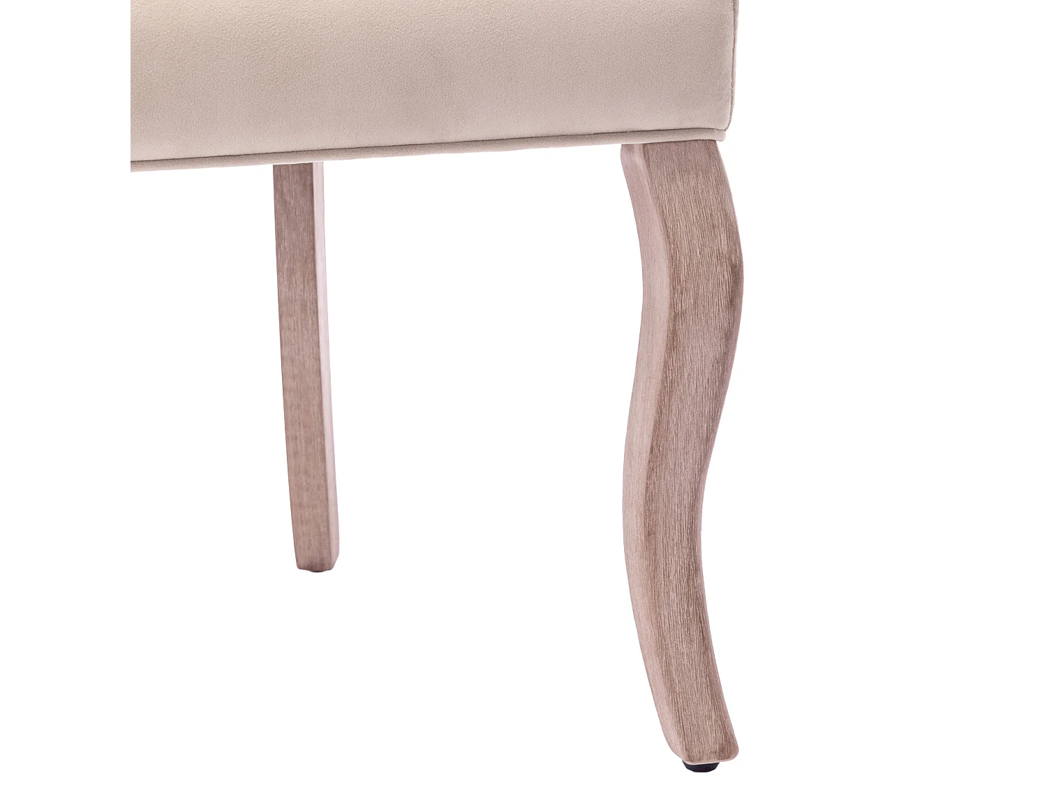 Set van 4 fluwelen eetkamerstoelen, hoge rugleuning, massief houten frame, beige