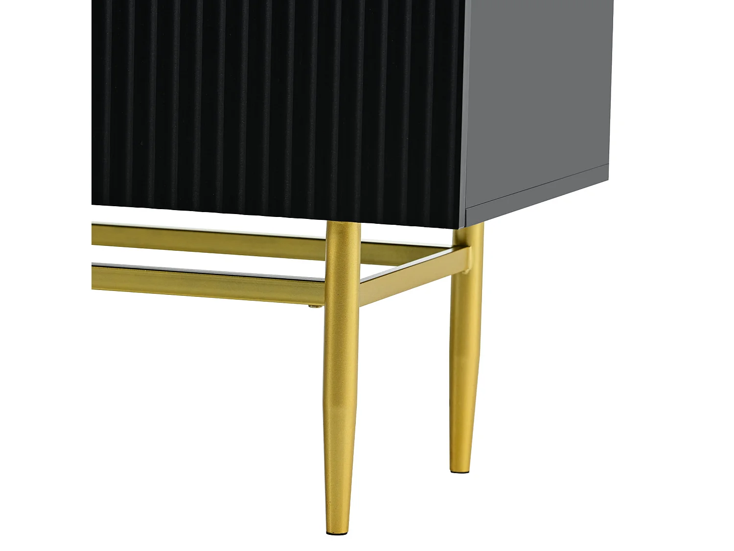 Dressoir - DREAMMESPACE - 4 deuren - gouden metalen handgreep en voet - 152x40x80cm - Zwart