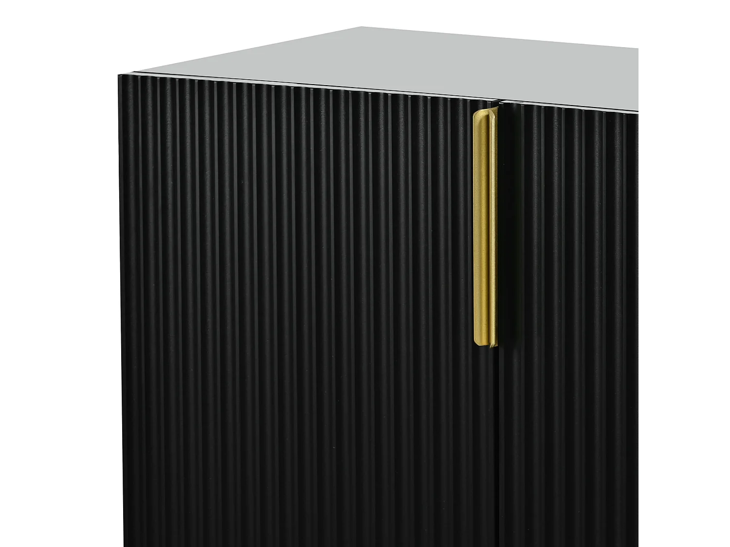 Dressoir - DREAMMESPACE - 4 deuren - gouden metalen handgreep en voet - 152x40x80cm - Zwart